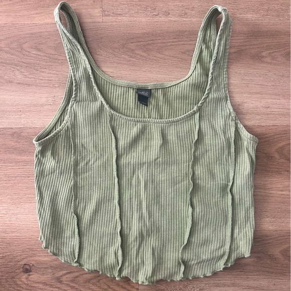 wild fable Tops - Wild Fable Woman’s Olive Green Ribbed Crop Tank – Size L- Like New